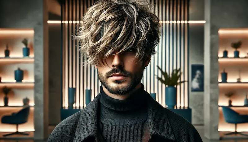 Wolf Cut Men: A Modern Take on Men’s Haircut Trends in 2024 13 Wolf cut with curtain bangs