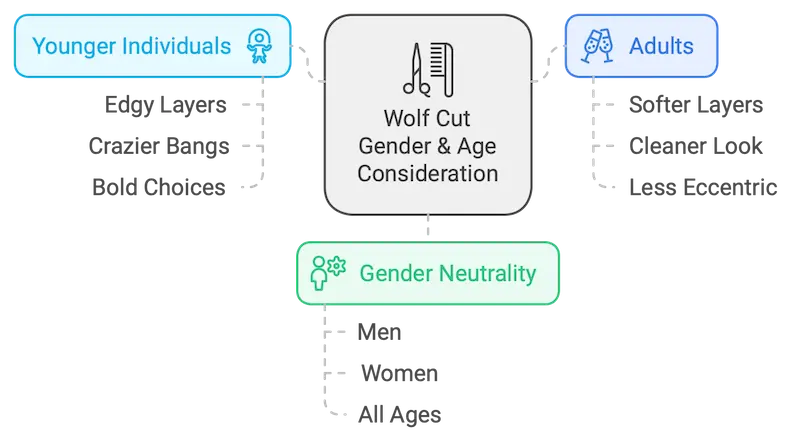 Wolf Cut Men: A Modern Take on Men’s Haircut Trends in 2024 15 Infographics showing Wolf Cut Gender And Age consideration
